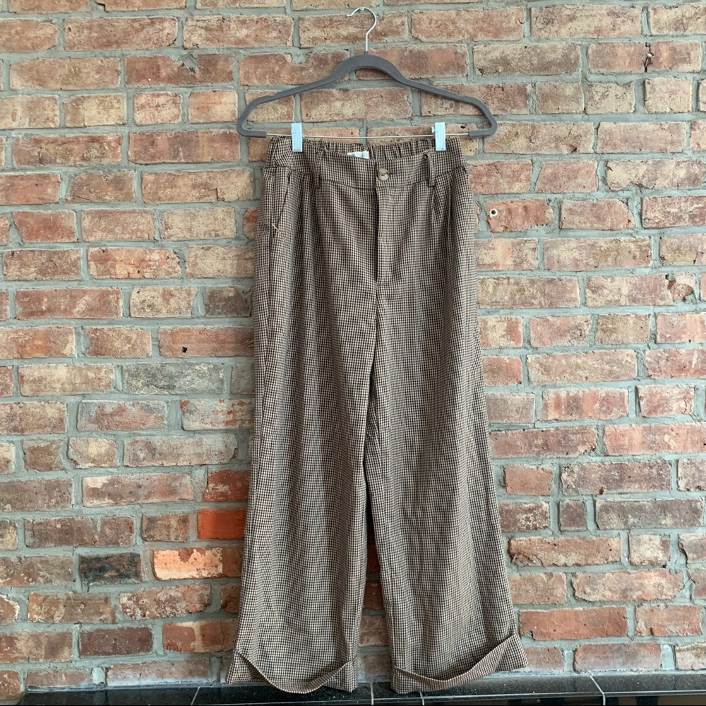 Stradivarius Wide-Leg Plaid Pants